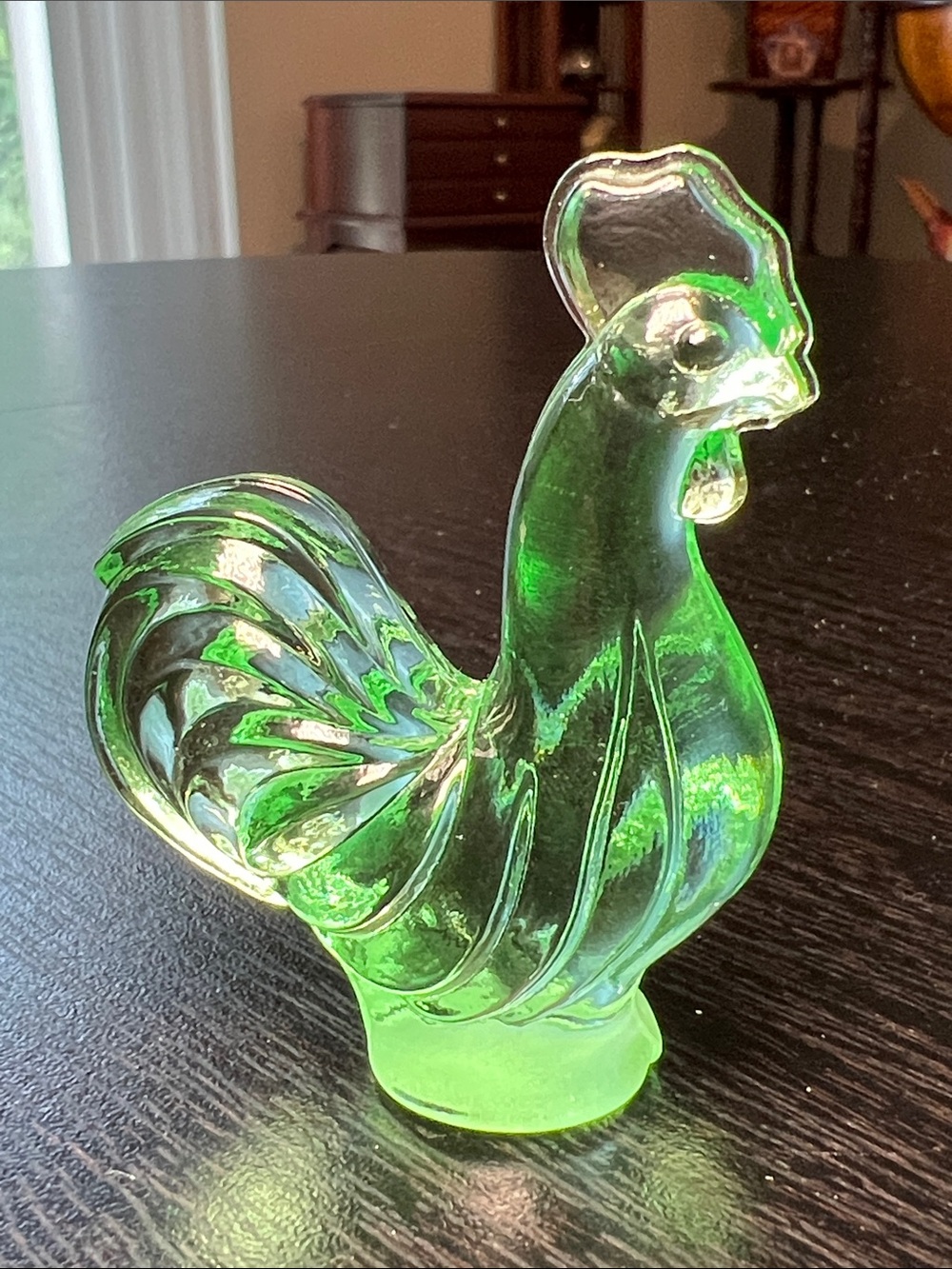 Vintage Fenton Art Glass Seafoam Green Rooster Figurine Handcrafted USA 3 Inch